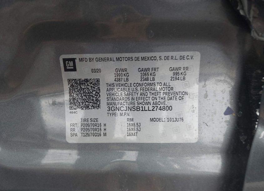 Photo 9 of 2020 Chevrolet Trax AWD LS (VIN 3GNCJNSB1LL274800)