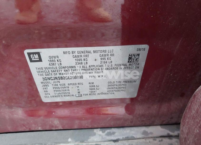 Photo 9 of 2016 Chevrolet Trax 1LS (VIN 3GNCJNSB2GL266890)