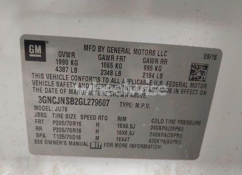 Photo 9 of 2016 Chevrolet Trax 1LS (VIN 3GNCJNSB2GL279607)