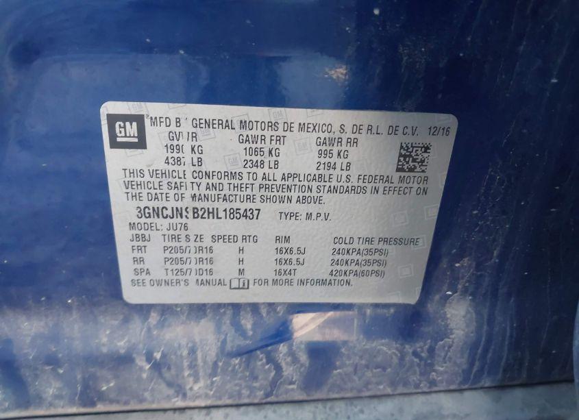 Photo 9 of 2017 Chevrolet Trax LS (VIN 3GNCJNSB2HL185437)