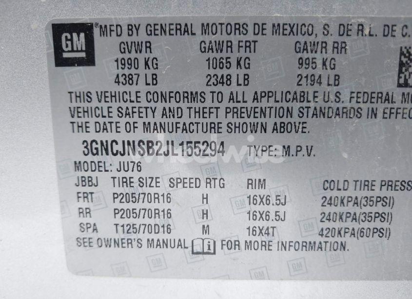 Photo 9 of 2018 Chevrolet Trax LS (VIN 3GNCJNSB2JL155294)