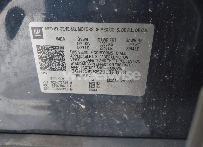 Photo 9 of 2018 Chevrolet Trax LS (VIN 3GNCJNSB2JL368178)