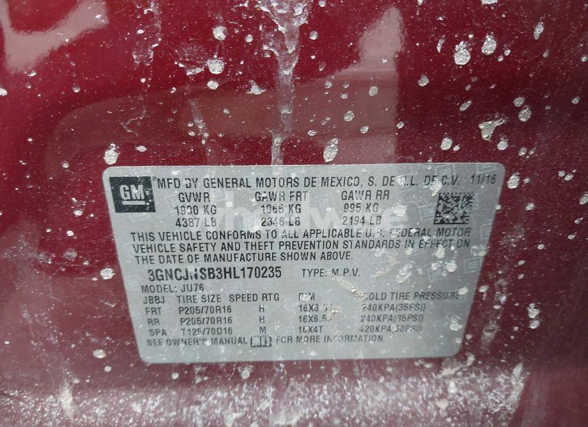 Photo 9 of 2017 Chevrolet Trax LS (VIN 3GNCJNSB3HL170235)