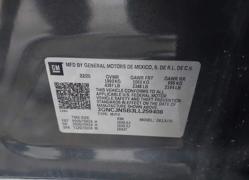 Photo 9 of 2020 Chevrolet Trax AWD LS (VIN 3GNCJNSB3LL259408)