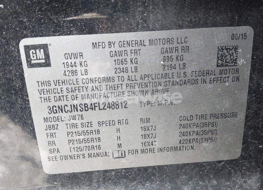 Photo 9 of 2015 Chevrolet Trax LTZ (VIN 3GNCJNSB4FL248812)