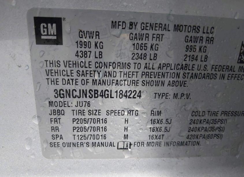 Photo 9 of 2016 Chevrolet Trax 1LS (VIN 3GNCJNSB4GL184224)