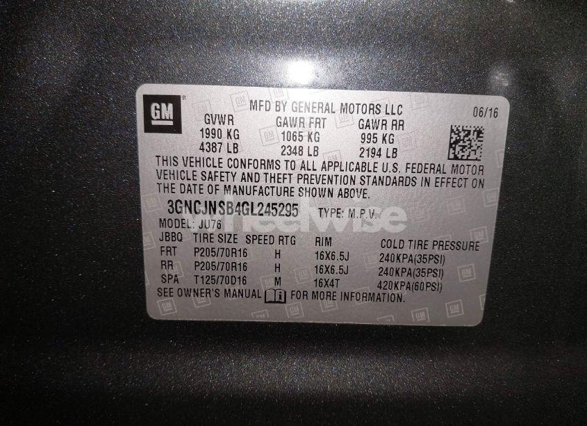 Photo 9 of 2016 Chevrolet Trax 1LS (VIN 3GNCJNSB4GL245295)