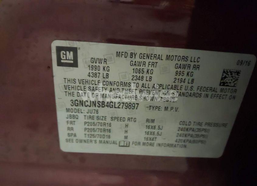 Photo 9 of 2016 Chevrolet Trax 1LS (VIN 3GNCJNSB4GL279897)