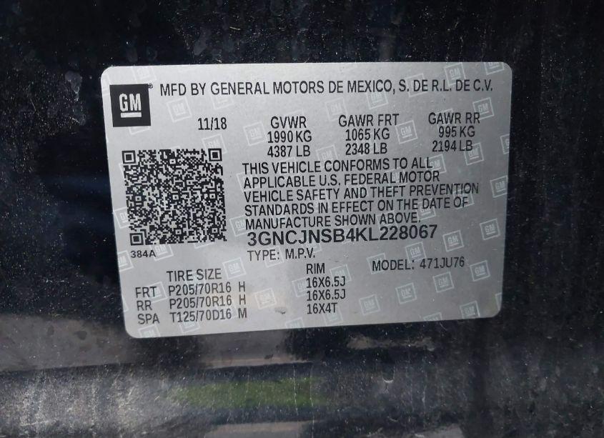 Photo 9 of 2019 Chevrolet Trax LS (VIN 3GNCJNSB4KL228067)