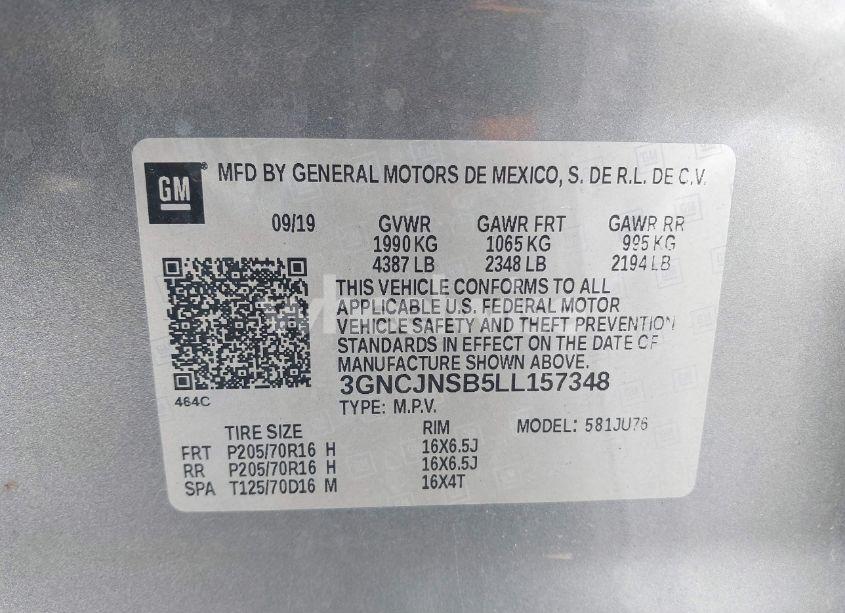 Photo 9 of 2020 Chevrolet Trax AWD LS (VIN 3GNCJNSB5LL157348)