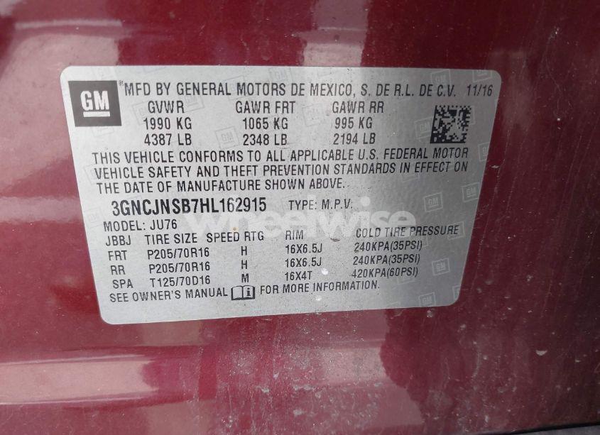 Photo 9 of 2017 Chevrolet Trax LS (VIN 3GNCJNSB7HL162915)