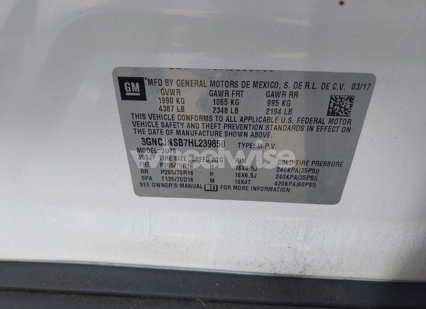 Photo 9 of 2017 Chevrolet Trax LS (VIN 3GNCJNSB7HL239850)