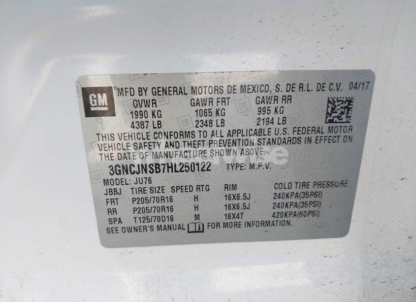 Photo 9 of 2017 Chevrolet Trax LS (VIN 3GNCJNSB7HL250122)