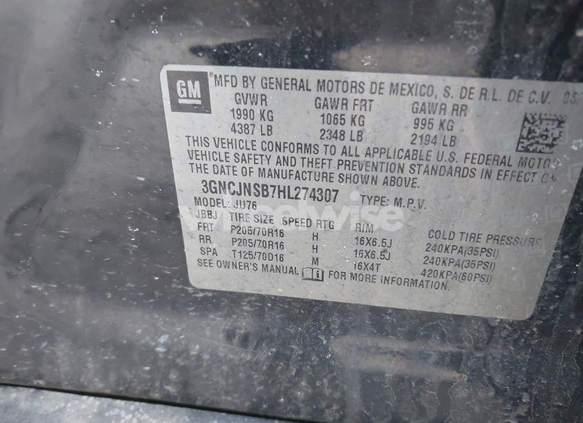 Photo 9 of 2017 Chevrolet Trax LS (VIN 3GNCJNSB7HL274307)