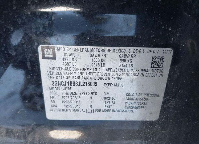 Photo 9 of 2018 Chevrolet Trax LS (VIN 3GNCJNSB8JL213005)