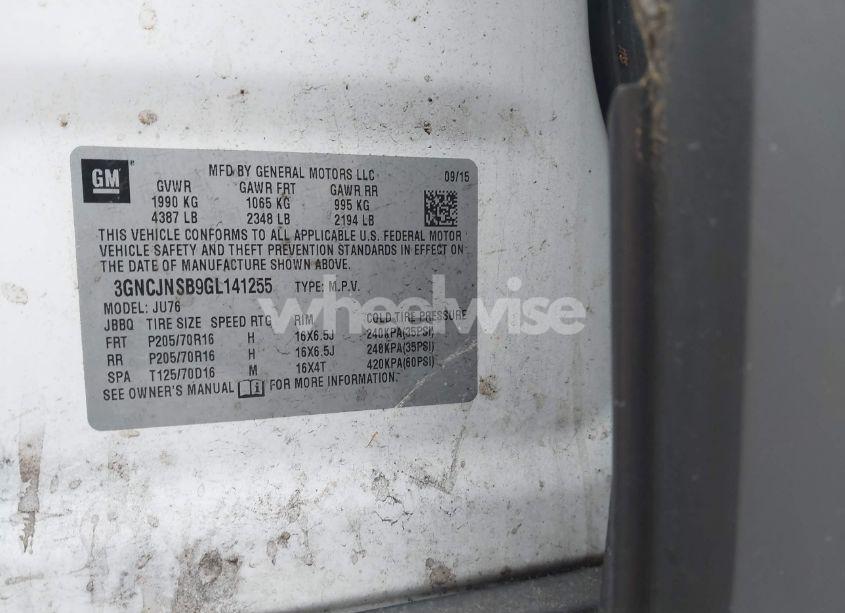 Photo 9 of 2016 Chevrolet Trax 1LS (VIN 3GNCJNSB9GL141255)