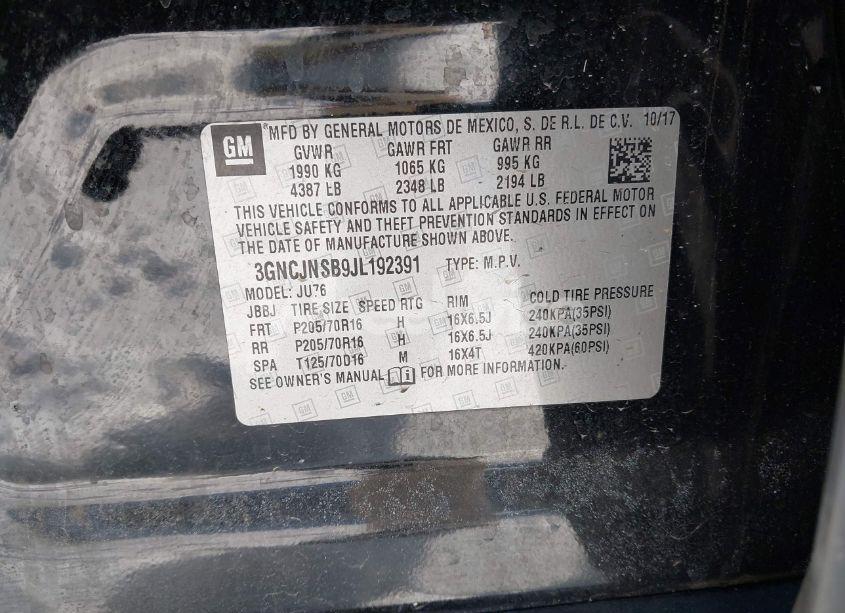 Photo 9 of 2018 Chevrolet Trax LS (VIN 3GNCJNSB9JL192391)