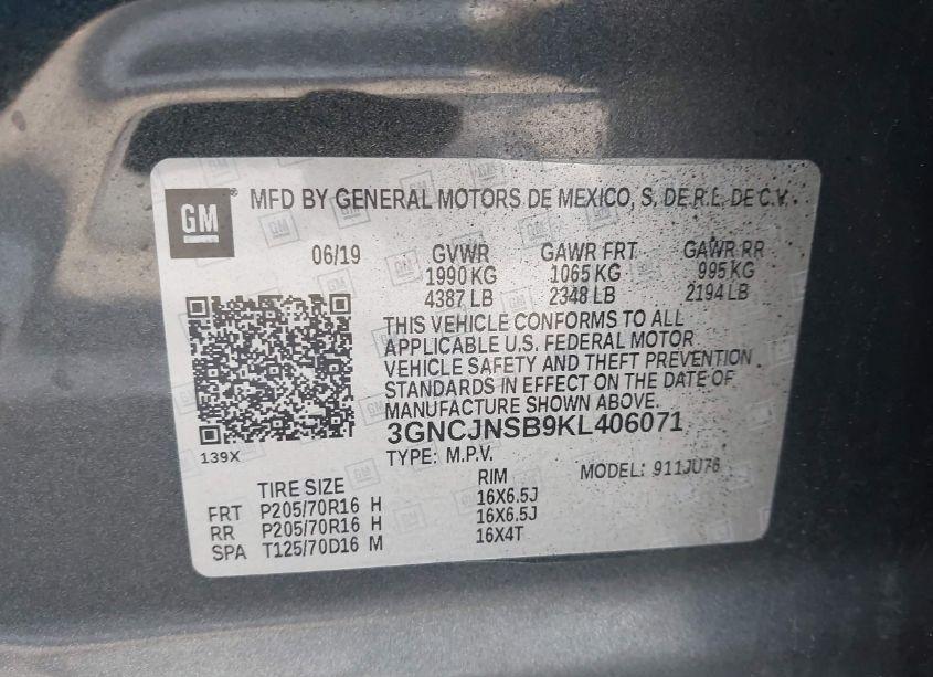 Photo 9 of 2019 Chevrolet Trax LS (VIN 3GNCJNSB9KL406071)