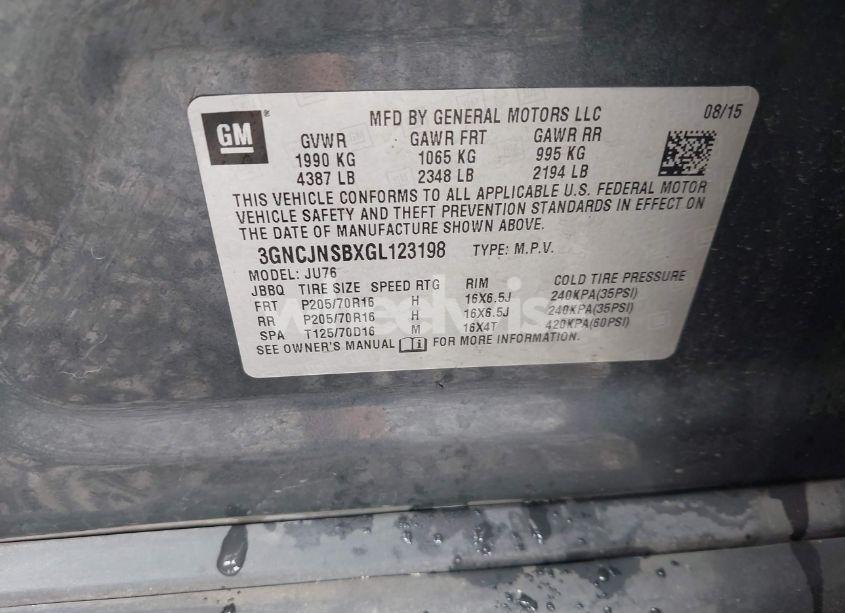 Photo 9 of 2016 Chevrolet Trax 1LS (VIN 3GNCJNSBXGL123198)