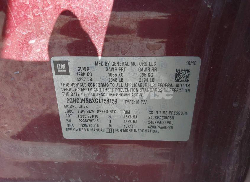 Photo 9 of 2016 Chevrolet Trax LS (VIN 3GNCJNSBXGL158159)