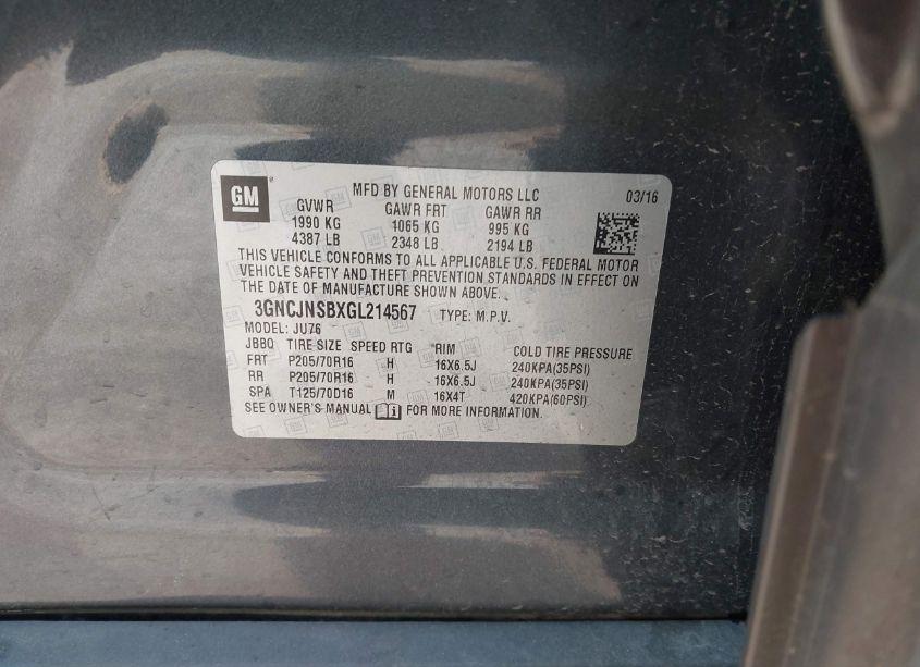 Photo 9 of 2016 Chevrolet Trax 1LS (VIN 3GNCJNSBXGL214567)