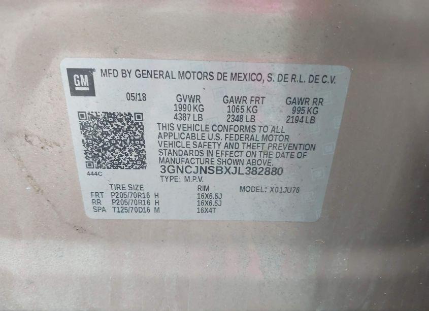 Photo 9 of 2018 Chevrolet Trax LS (VIN 3GNCJNSBXJL382880)