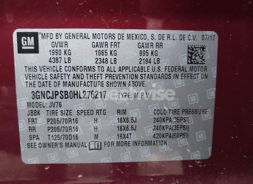 Photo 9 of 2017 Chevrolet Trax LT (VIN 3GNCJPSB0HL276217)