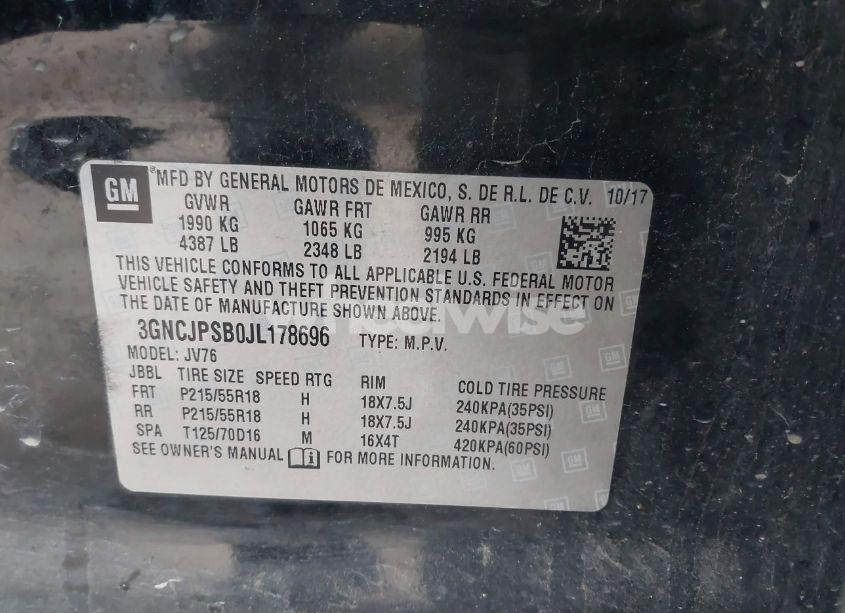 Photo 9 of 2018 Chevrolet Trax LT (VIN 3GNCJPSB0JL178696)