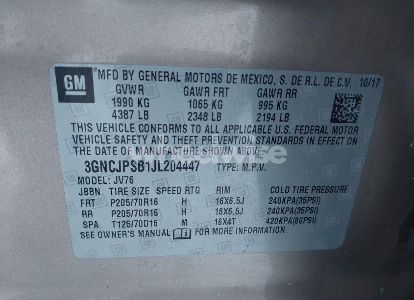 Photo 9 of 2018 Chevrolet Trax LT (VIN 3GNCJPSB1JL204447)