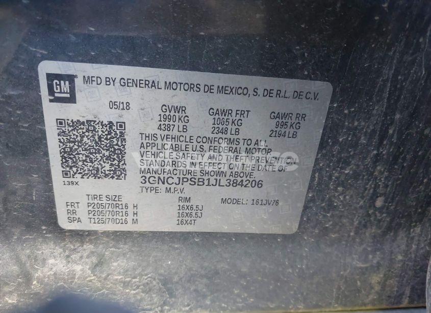 Photo 9 of 2018 Chevrolet Trax LT (VIN 3GNCJPSB1JL384206)