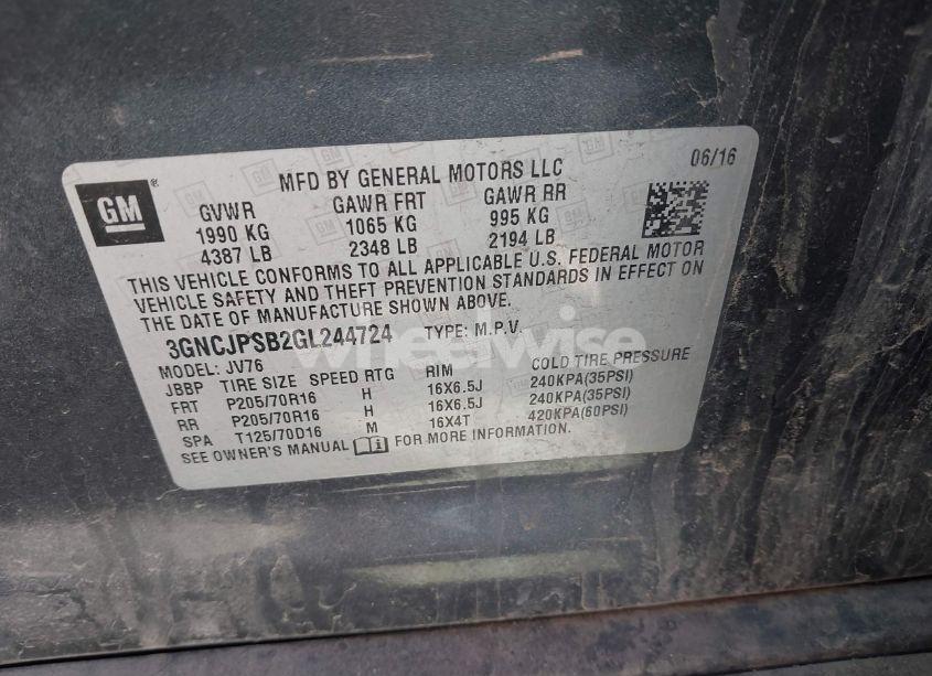 Photo 9 of 2016 Chevrolet Trax LT (VIN 3GNCJPSB2GL244724)