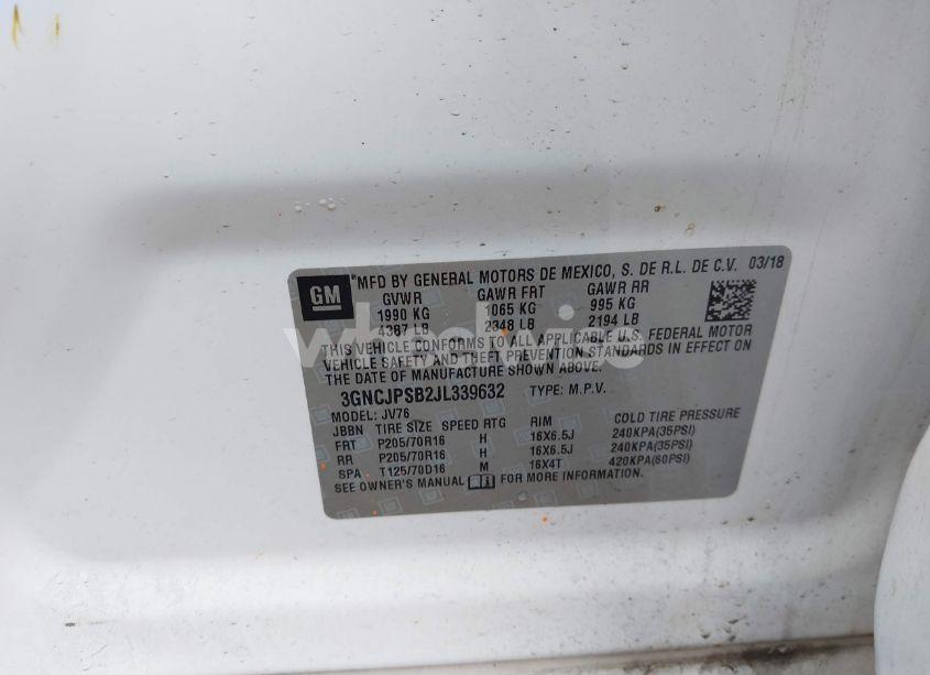 Photo 9 of 2018 Chevrolet Trax LT (VIN 3GNCJPSB2JL339632)