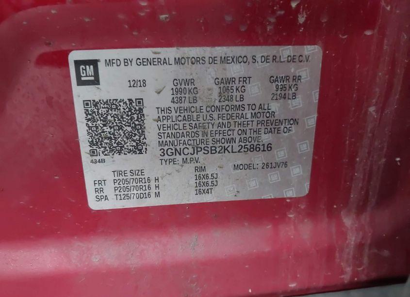 Photo 9 of 2019 Chevrolet Trax LT (VIN 3GNCJPSB2KL258616)