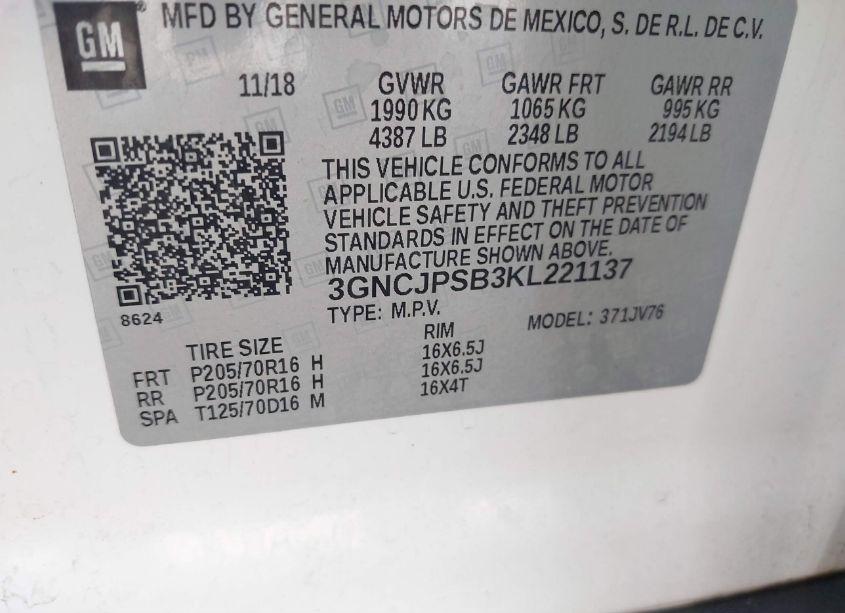 Photo 9 of 2019 Chevrolet Trax LT (VIN 3GNCJPSB3KL221137)