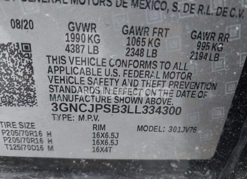 Photo 9 of 2020 Chevrolet Trax AWD LT (VIN 3GNCJPSB3LL334300)