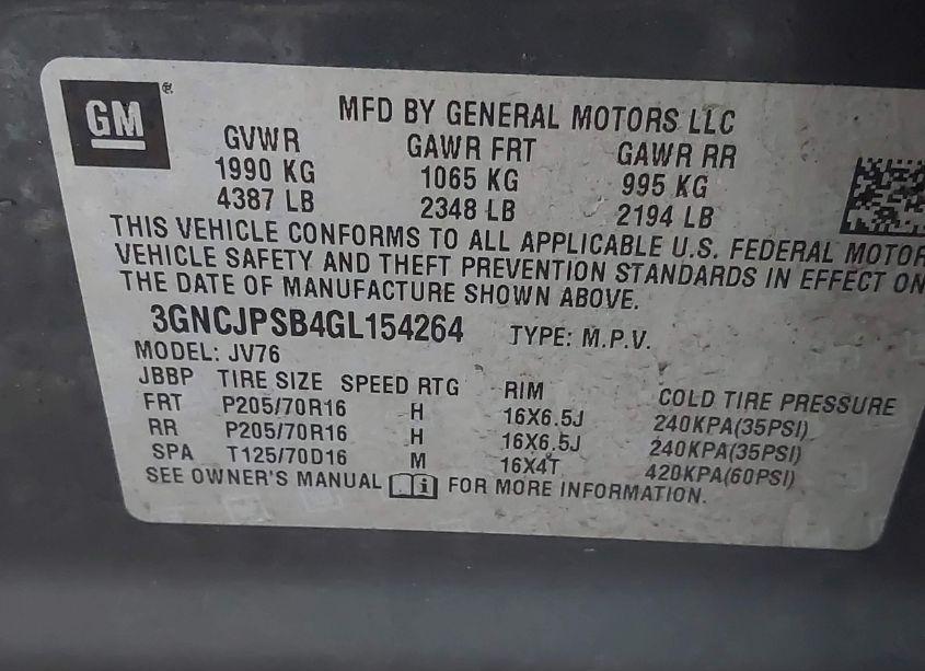 Photo 9 of 2016 Chevrolet Trax LT (VIN 3GNCJPSB4GL154264)