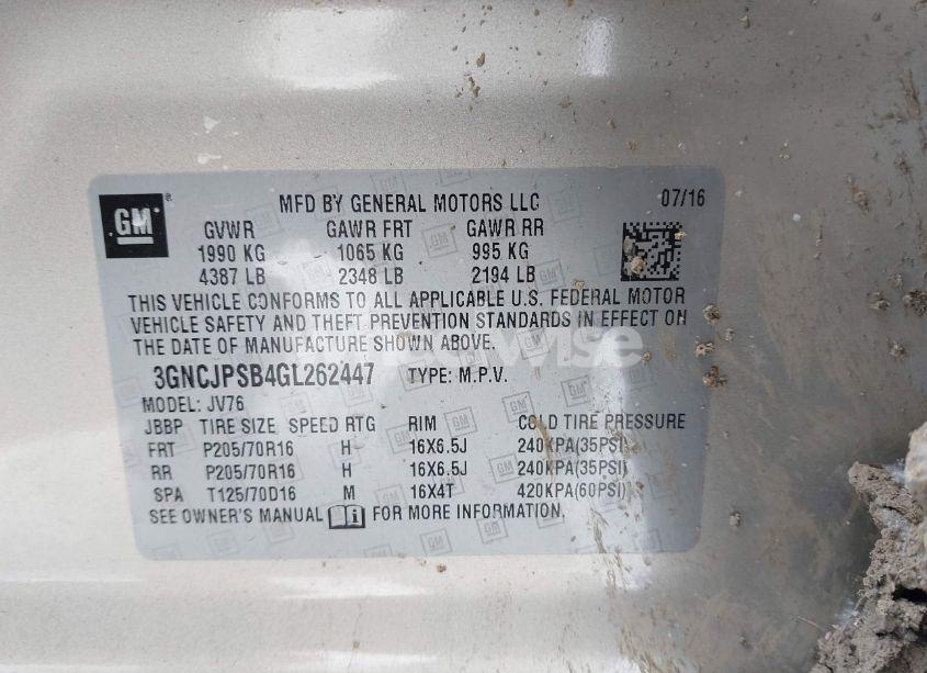 Photo 9 of 2016 Chevrolet Trax LT (VIN 3GNCJPSB4GL262447)