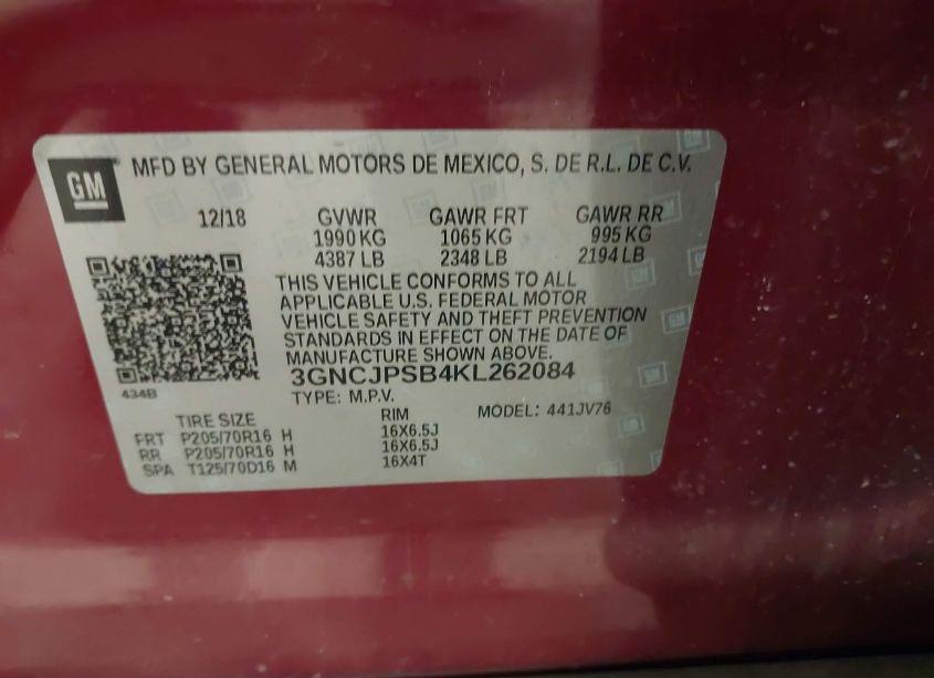 Photo 9 of 2019 Chevrolet Trax LT (VIN 3GNCJPSB4KL262084)