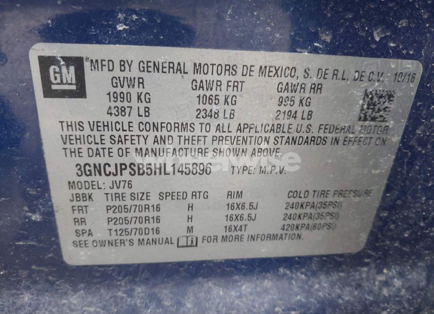 Photo 9 of 2017 Chevrolet Trax LT (VIN 3GNCJPSB5HL145896)