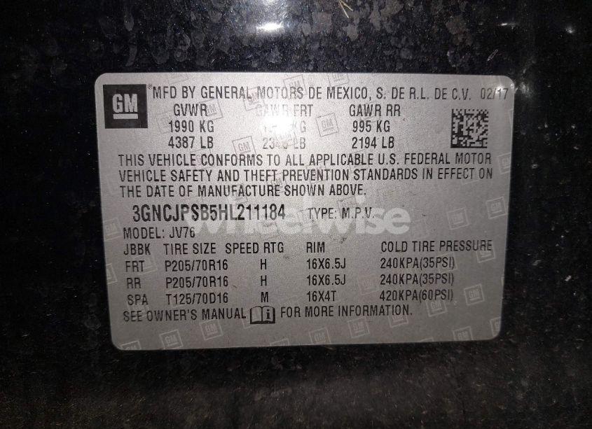 Photo 9 of 2017 Chevrolet Trax LT (VIN 3GNCJPSB5HL211184)