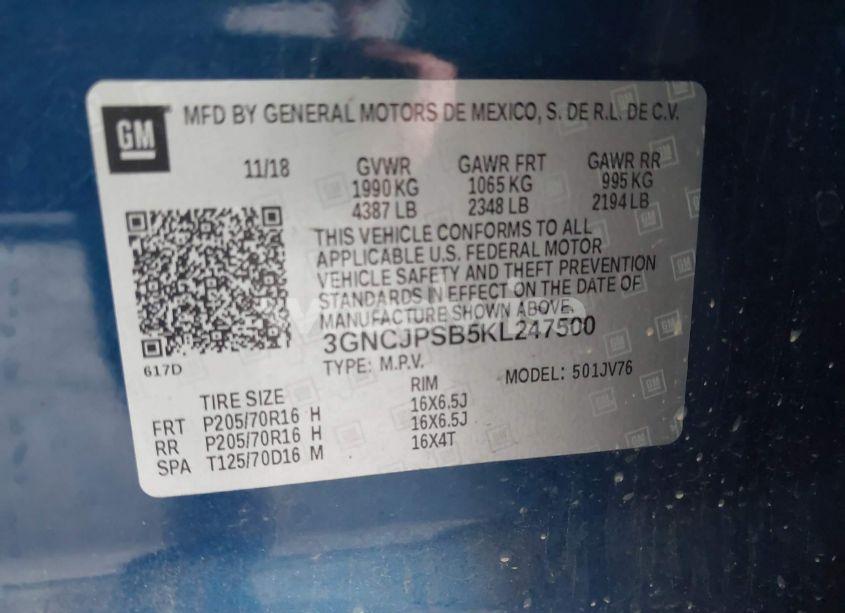 Photo 9 of 2019 Chevrolet Trax LT (VIN 3GNCJPSB5KL247500)