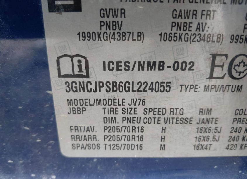 Photo 9 of 2016 Chevrolet Trax LT (VIN 3GNCJPSB6GL224055)