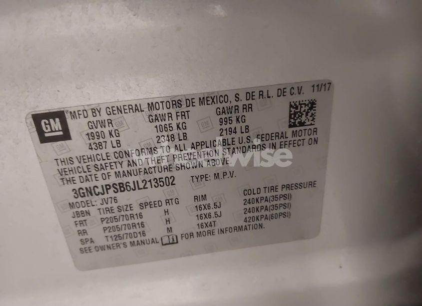 Photo 9 of 2018 Chevrolet Trax LT (VIN 3GNCJPSB6JL213502)