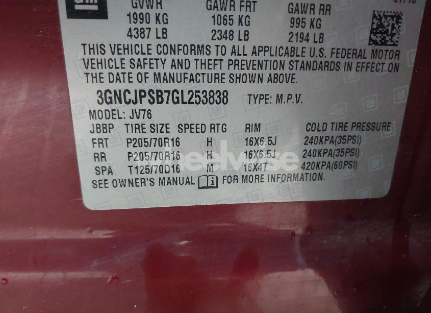 Photo 9 of 2016 Chevrolet Trax LT (VIN 3GNCJPSB7GL253838)