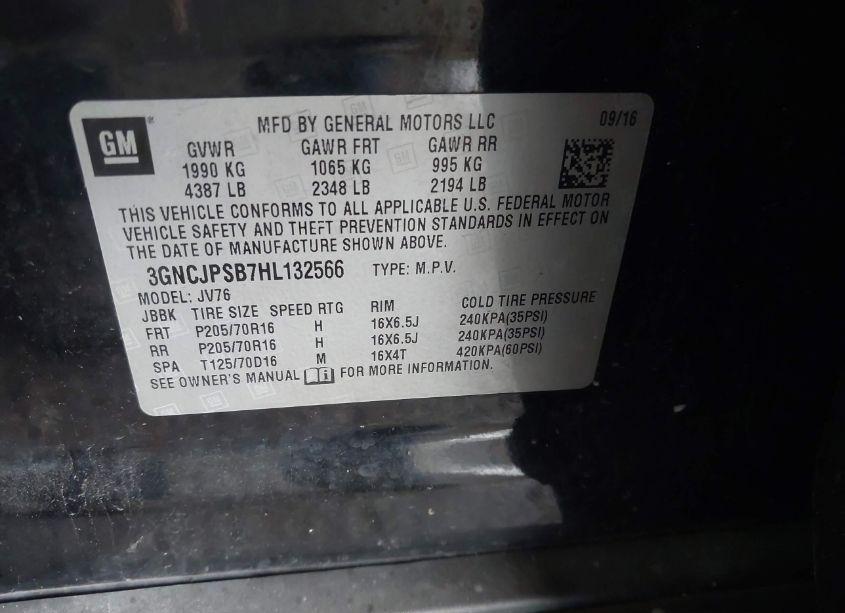 Photo 9 of 2017 Chevrolet Trax LT (VIN 3GNCJPSB7HL132566)