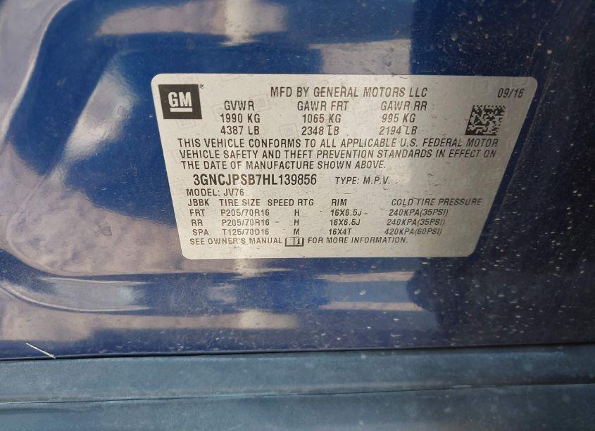 Photo 9 of 2017 Chevrolet Trax LT (VIN 3GNCJPSB7HL139856)