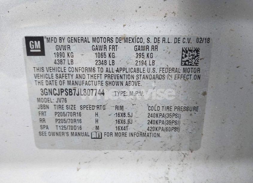 Photo 9 of 2018 Chevrolet Trax LT (VIN 3GNCJPSB7JL307744)