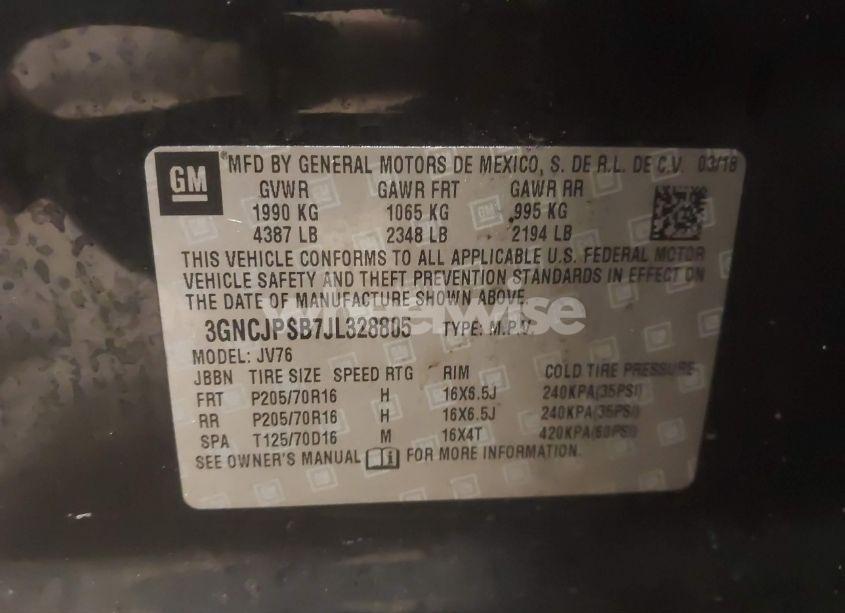 Photo 9 of 2018 Chevrolet Trax LT (VIN 3GNCJPSB7JL328805)