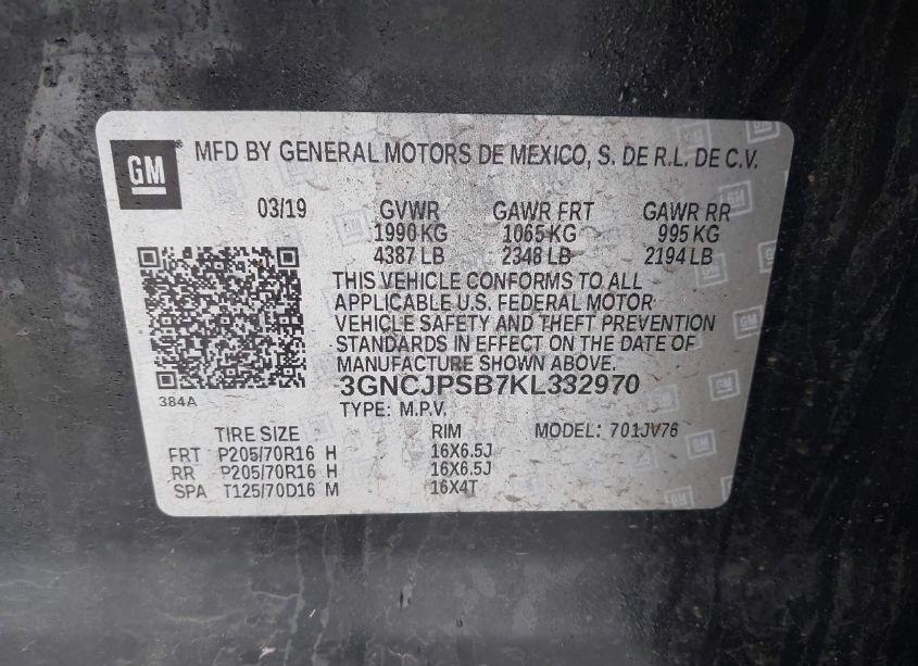 Photo 9 of 2019 Chevrolet Trax LT (VIN 3GNCJPSB7KL332970)