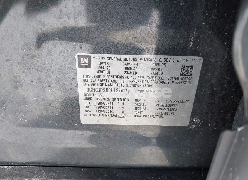 Photo 9 of 2017 Chevrolet Trax LT (VIN 3GNCJPSB8HL274179)